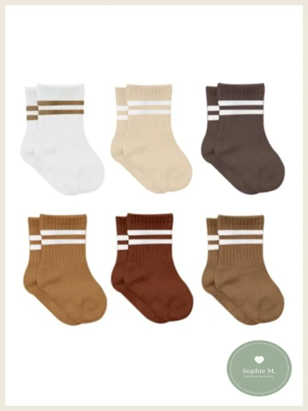 Baby Grip Ankle Socks 6 Pairs Organic Cotton Newborn Toddler Boys Girls